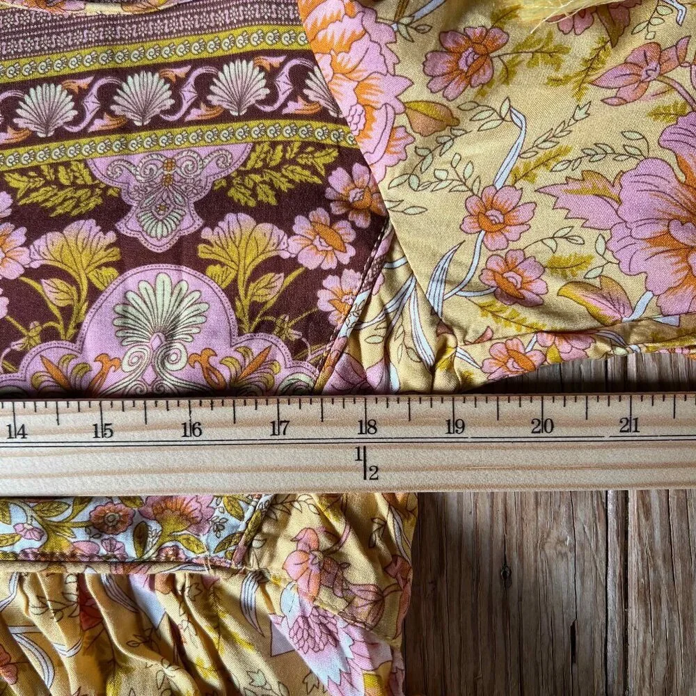 R.Vivimos Women Long Sleeve Floral V Neck Tassel Boho Festival Dress M, Sz 8, 10 - Picture 10 of 13